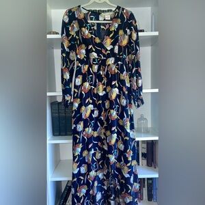 Flying Tomato Blue Floral Long Sleeve Hi / Low Dress Sz small